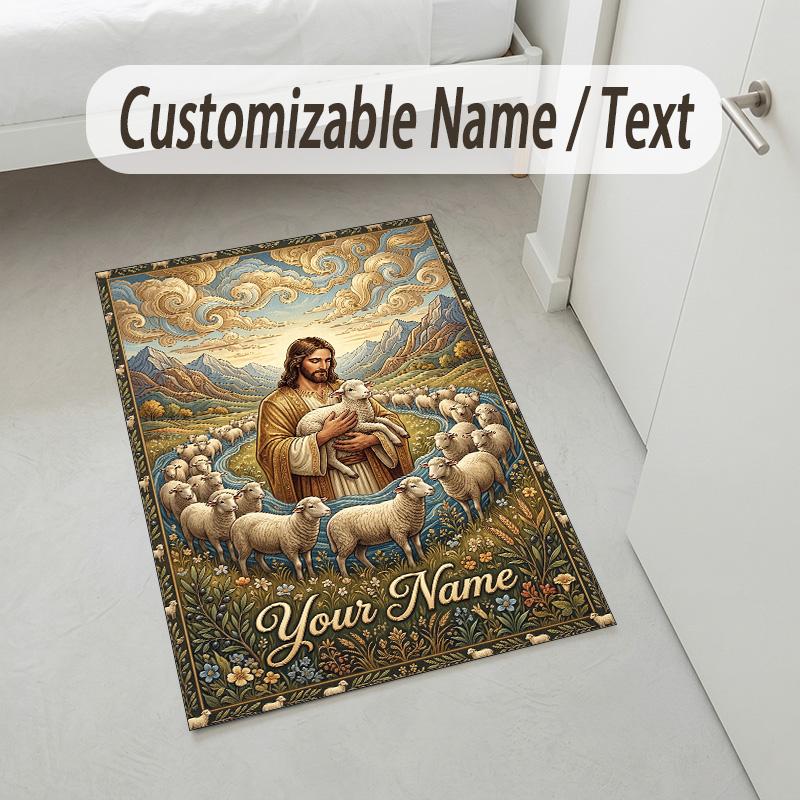 Decorative Artwork Theme Crystal Velvet Rug Personalized Custom Name Text Soft Floor Mat Home Decor