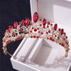 Baroque Gorgeous Crystal Red Tiaras Princess Crown for Prom Diadem Bride Headdress Queen Bridal Wedding Crown Hair Jewelry
