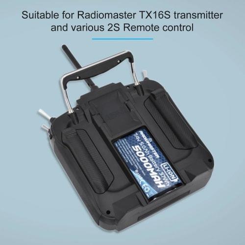 RadioMaster 7.4V 5000mAh 2S Lithium Battery for TX16S, MT12, and TX12 MK2 Transmitters with JST-XH and XT30 Connectors