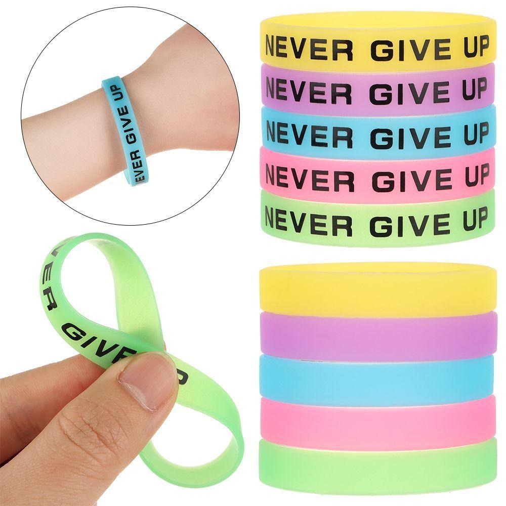 Women Men Basketball Wristband Luminous Rubber Bracelets Never Give Up Bracelet Silicone Sweat Band