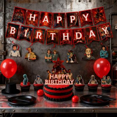 Набор украшений на день рождения включает одноразовые бумажные тарелки, салфетки, стаканчики, скатерть, баннер, принадлежности для вечеринки в стиле аниме для детей и фанатов