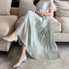 Fashion Solid A Line Chiffon Skirt Women 2023 Summer Pleated High Waist Skirt Female Loose Slim Mesh Skirts 7 Colors 25747