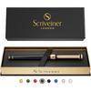 Ручка-роллер Scriveiner Черный лак, позолоченная, с картриджем Schmidt, пополняемая, профессиональный подарочный набор