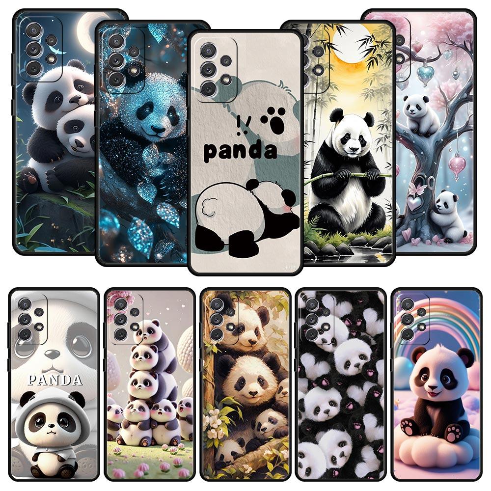 Baby Panda Phone Case for Samsung Galaxy A55 A35 A17 A07 A15 A13 A25 A51 A71 A72 A73 A32 A52 A52S A41 5G Soft TPU Shell Fundas