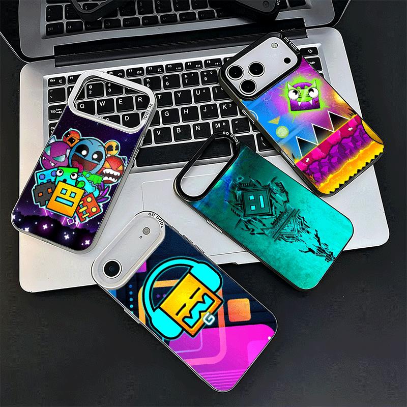 Мягкий чехол для телефона Geometry Dash для iPhone 15 16 17 Pro Max 17Air 16E 14 Plus 13 12 Mini Ударопрочный чехол Задняя крышка