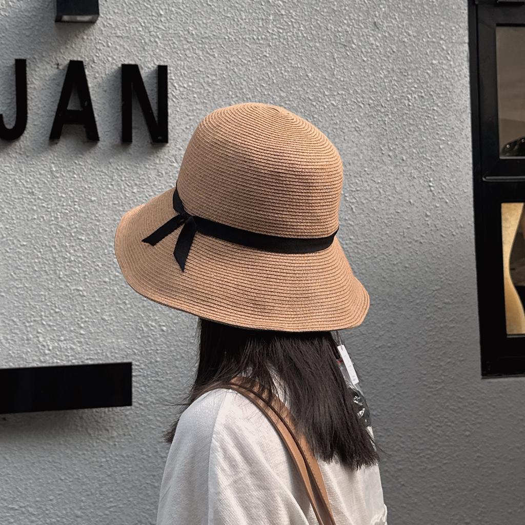 Соломенная шляпа женская УФ защита литературный и простой темперамент универсальная соломенная шляпа-ведро летняя солнцезащитная шляпа складная