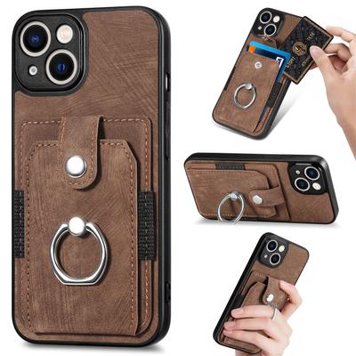 Кожаный чехол-кошелек с кольцом-держателем для карточек для Iphone 14 Pro Max 13 11 12 Mini 14plus Xs Max Xr Se 2022, чехол-сумка с магнитной подставкой