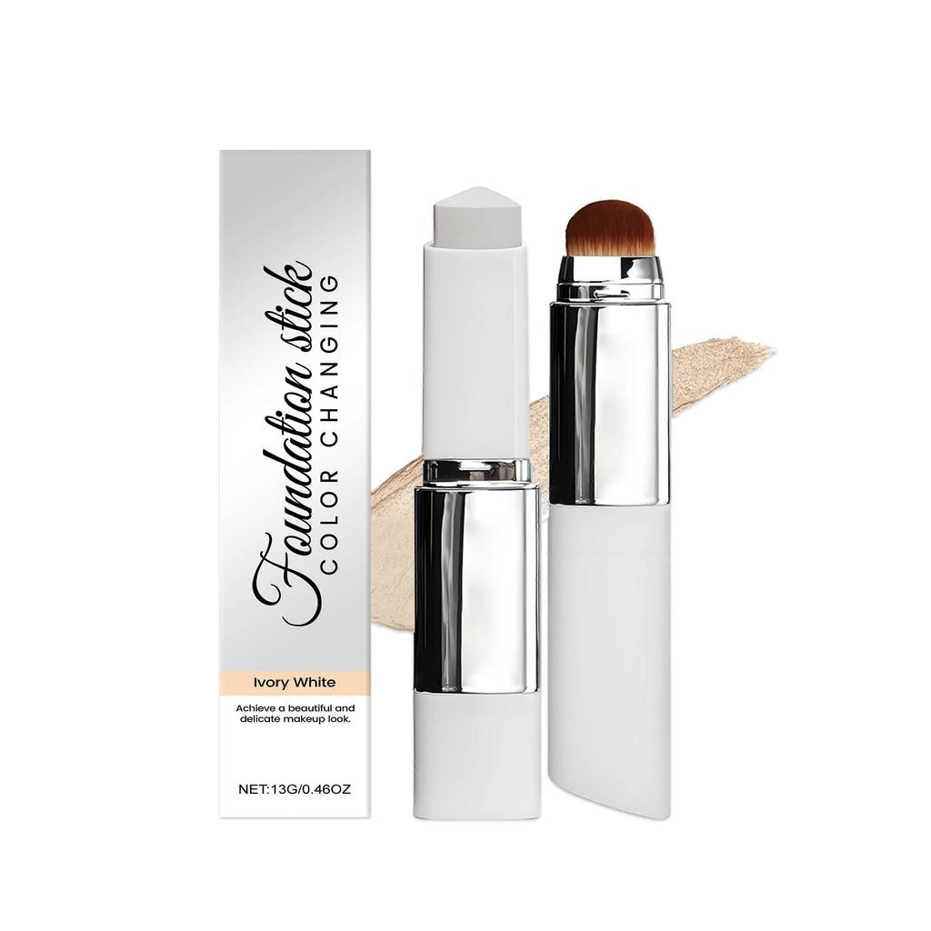 Amz Ivory White Two-In-One Color-Changing Foundation Stick Lightweight Moisturizing And Skin-Nourishing Matte Clear And Natural Makeup Foundation Stic