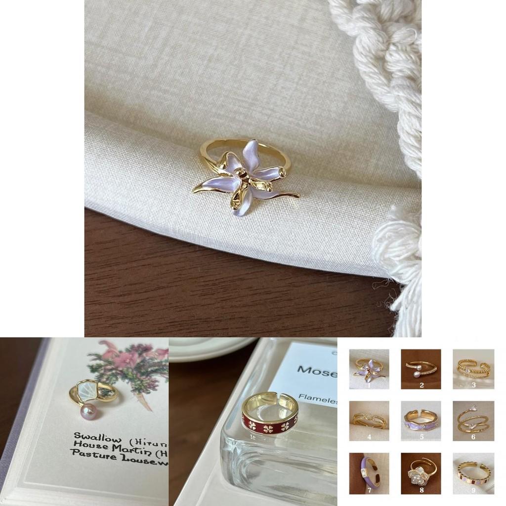 Elegant French Iris Violet Enamel Drop Oil Zircon Ring For Women Fashion Accessory