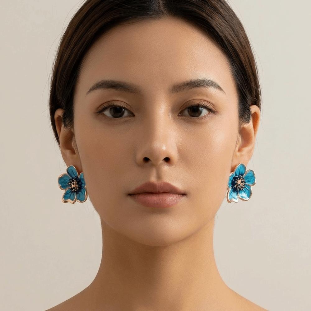 Enamel Floral Stud Earrings Colorful Drop Earrings Sweet Flower Earrings Women
