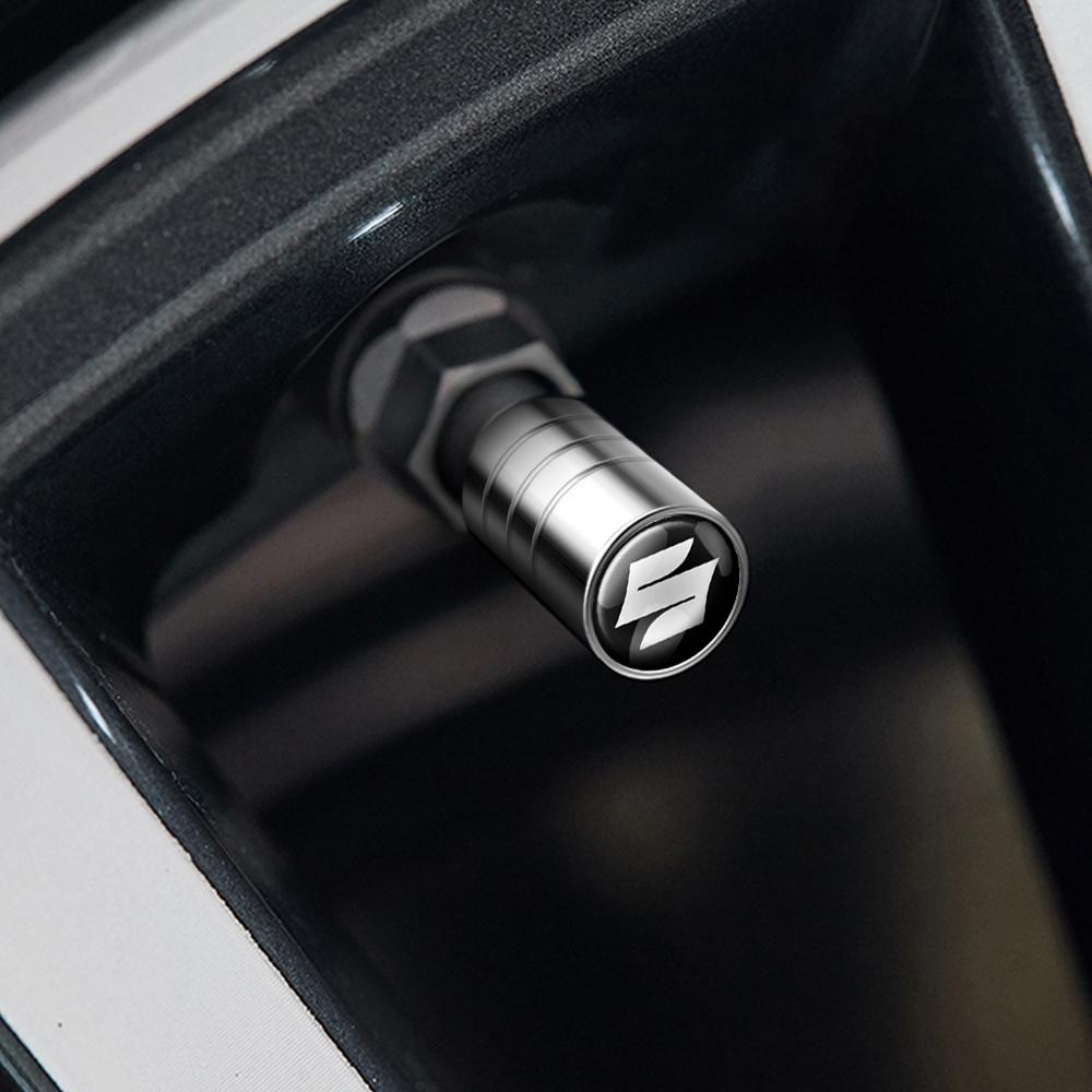 SCCF4 4PCS Metal Car Wheel Tire Valve Air Stem Cap Cover For Suzuki ALTO Samurai Grand Vitara Baleno SX4 Swift Jimny IGNIS Accessories
