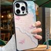 Phone Case: 2D flat design, fits iPhone 18, 17, 16, 15, 14, 13 Pro, color silver protective case, couple style, seaside pink butterfly, Christmas and 