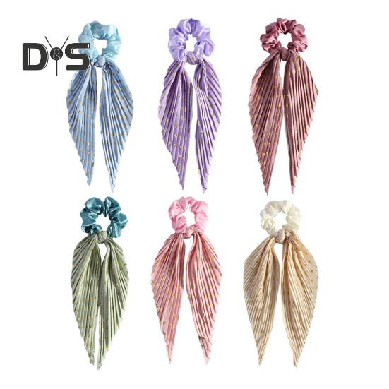 Лента для волос с бантом, декоративная плиссированная тканевая резинка для волос, укладка фиксированных волос, без плавающего кольца для волос, модные аксессуары для волос