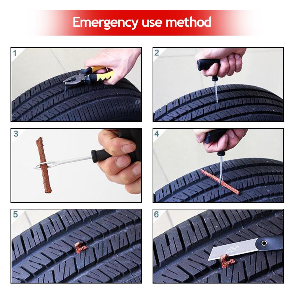 Набор инструментов для ремонта автомобильных шин с клеевыми резиновыми полосками, набор инструментов для быстрого ремонта проколов бескамерных шин мотоциклов и велосипедов