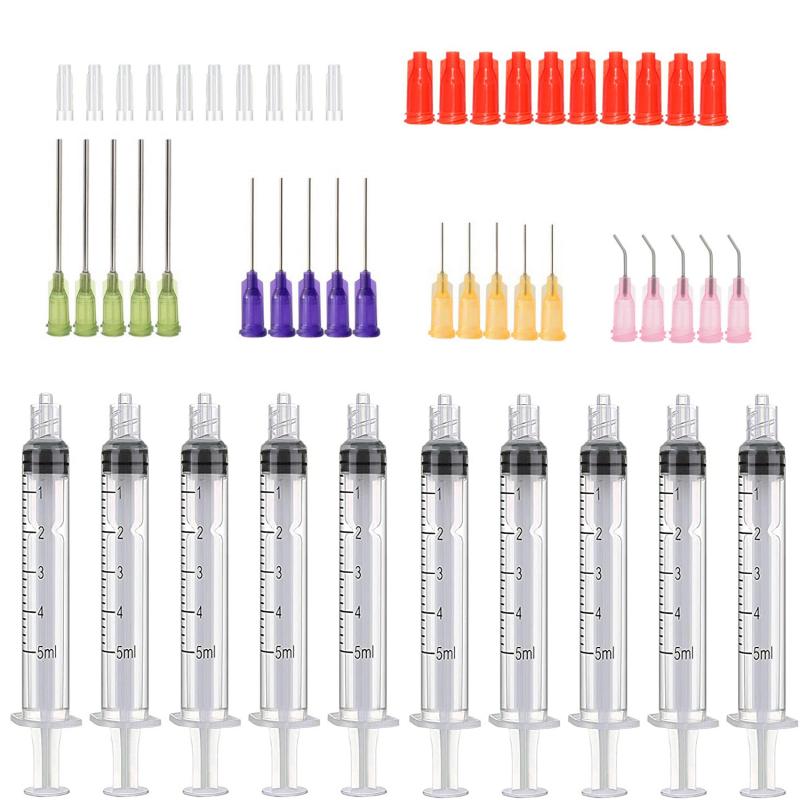 50Pack Syringes with 14ga-23ga Blunt Tip Needles With Syringe Caps and Needle Caps for Refilling and Measuring Liquids Oil
