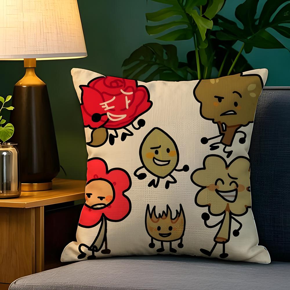 BFDI BBattle for Dream Island Pillow Case Natural Linen Pillow Case DoubleSided Decor Sofa Pillowcase Home Decor