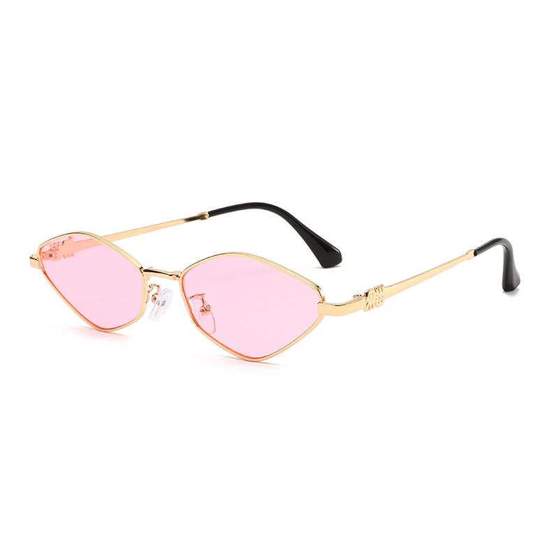 New Style Women's Retro Cat Eye Metal Frame Sunglasses - Diamond Pattern
