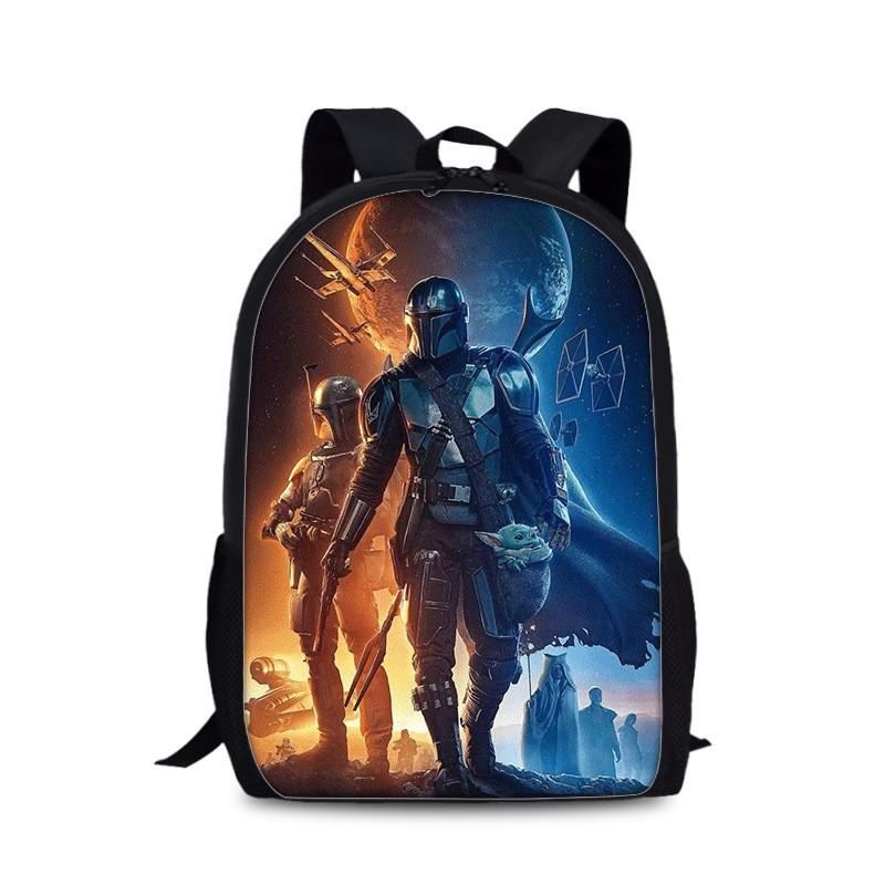 Mandalorian Grogu Double Strap Backpack For Children With Durable Nylon Material