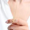 Glittering Swan Gold Color Silver Necklace with Baguette Stone
