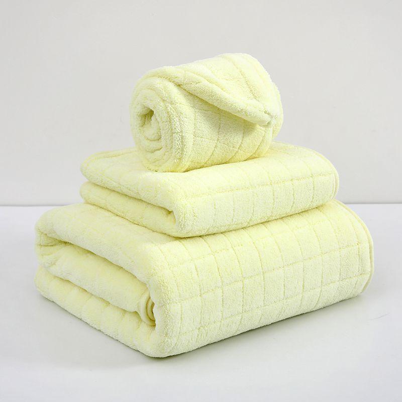 Checkered Bath Towel Coral Velvet Thickened Absorbent Towel Washing Face Towel Soft and Not Easy To Face Loss Household Quick-Drying Large Bath Towel