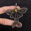 Carved Tiger's Eye Pendant Copper Wire Wrapped Pendant Butterfly Pendant Gemstone Copper Jewelry Handmade Pendant Wire Wrap Jewelry For Gift