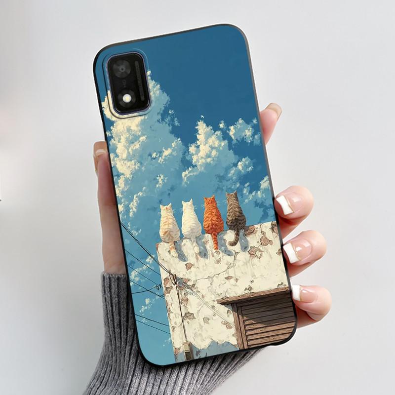 Case For Itel A17 Bumper Soft Silicone Jelly Black Case Trendy Style Painted Pattern Funny Milk Tea Rabbit Shockproof Cover