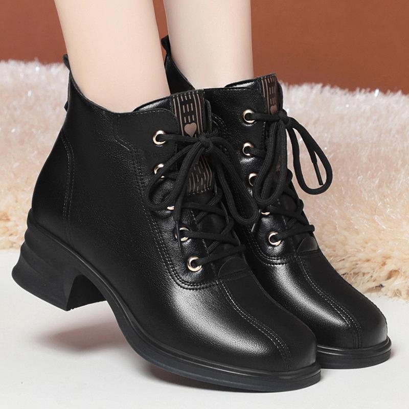 Осень Зима Новая Мода Женские Ботинки Британские Короткие Хлопковые Ботинки Прилив Плоские Теплые Толстый Каблук Плюс Флис Мягкие Кожаные Ботинки