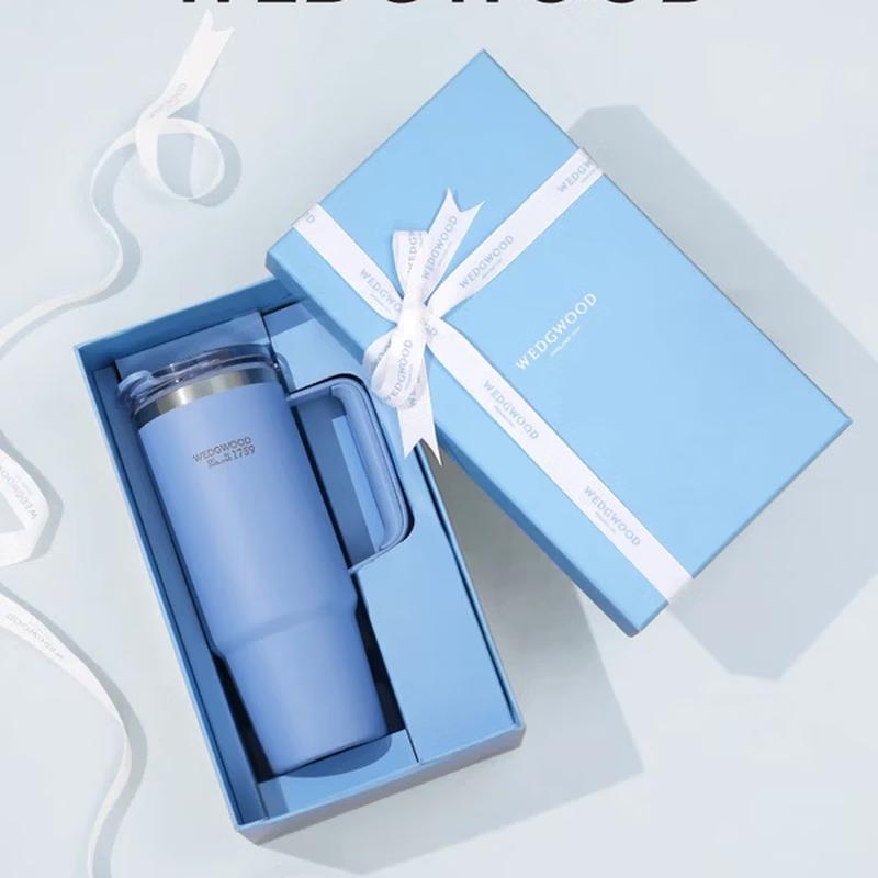 Wedgwood Bas-relief Jade Style Ceramic Insulated Straw Tumbler