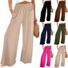 Women's Summer Elastic Waist Solid Color External Pocket Loose Pants