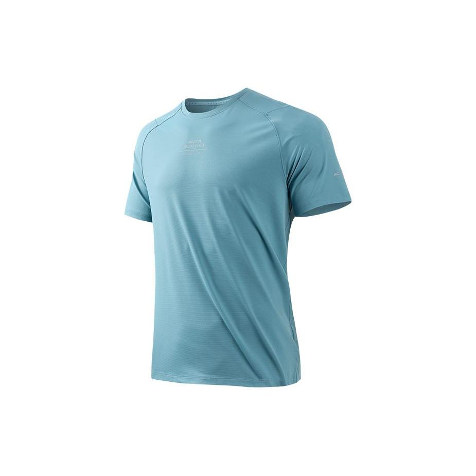 Anta Сплошная футболка с круглым вырезом и короткими рукавами, мужские топы, солнечный-дымчатый-синий 952325103-4