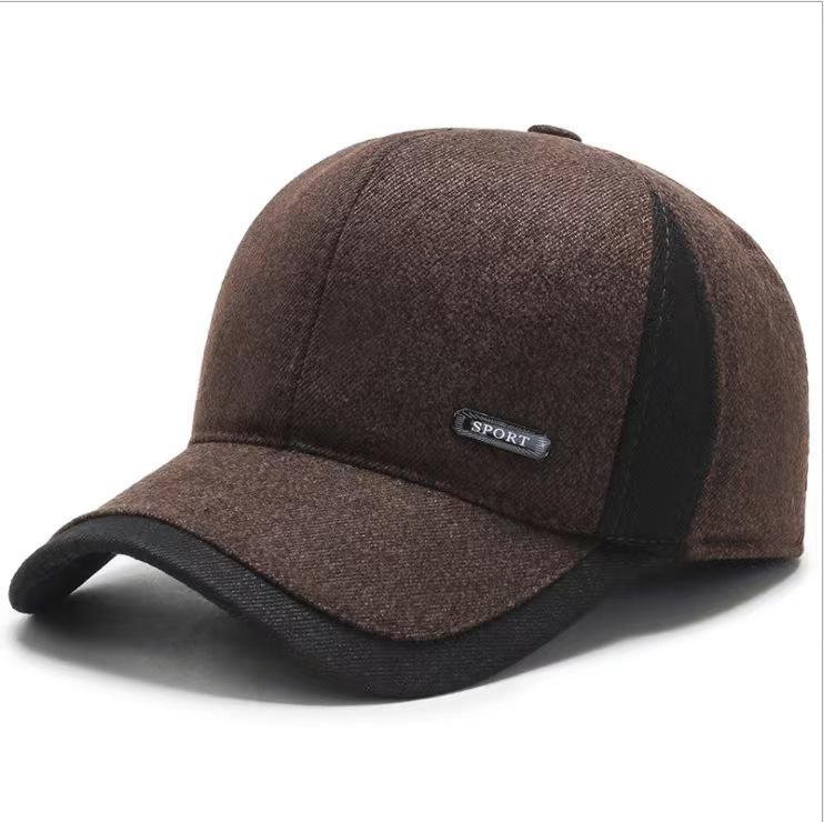 Men's Winter Wool Baseball Cap with Ear Protection for Middle-Aged/Elderly