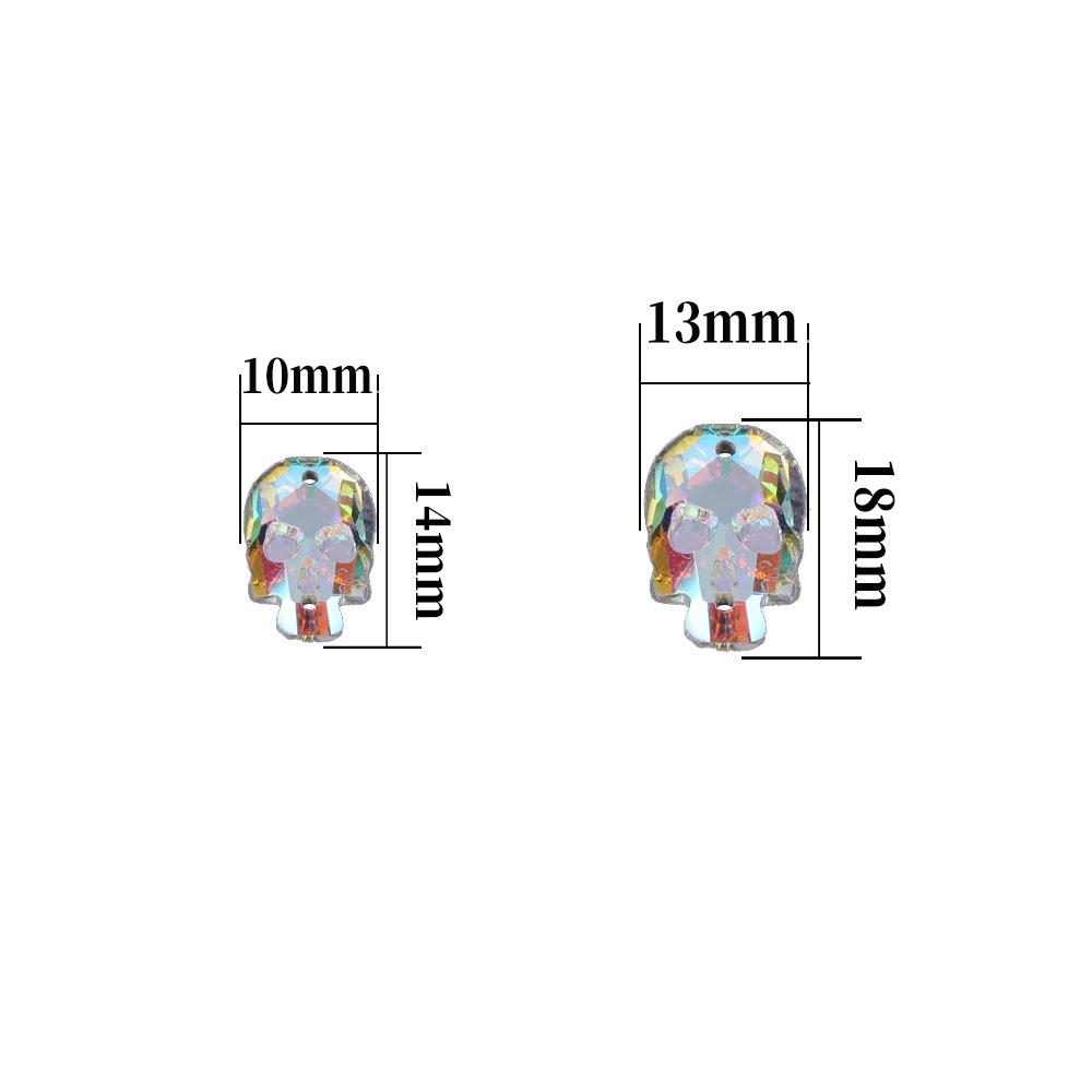 Череп Плоское Дно Двойное Отверстие Стекло Ручной Шов Дрель Белый AB Кристалл Плоская Пряжка Сделай Сам/Двойное Отверстие Дрель для Драгоценных Камней