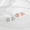 Light Luxury Korean Version Peach Heart Stud Earrings for Women, Full of Diamonds and Love for Girls, Retro Twist Heart Stud Earrings.