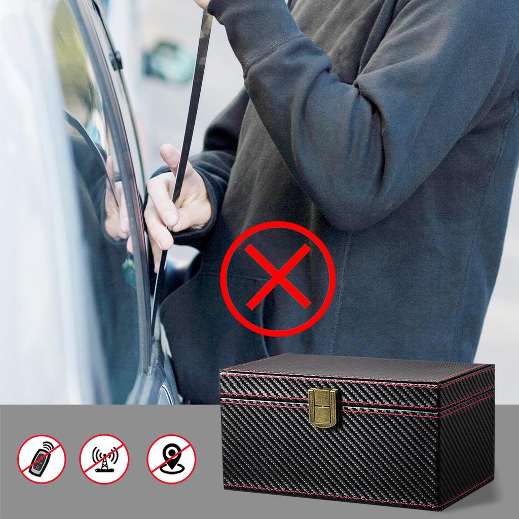 Коробка Фарадея для автомобильных ключей, коробка для блокировки бесключевого сигнала, карбоновый чехол Фарадея, защищенный от взлома ящик для автомобильных ключей (Маленькая коробка)