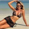 European and American New Beach Sexy Lace Hollow Three-piece Set Split Bikini Swimsuit