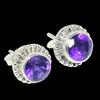 Natural Amethyst Gemstone Handmade 925 Solid Sterling Silver Stud Earrings A6v15