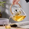 Glass Tea Pot With Bamboo Handle Steaming And Boiling Double Filter Liner Teapot Set Transparent Hammer Pattern Tea Set