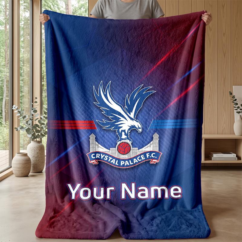 Custom Text Flannel Throw Blanket, Lightweight Cozy Bed Sofa BlanketCrystal Palace