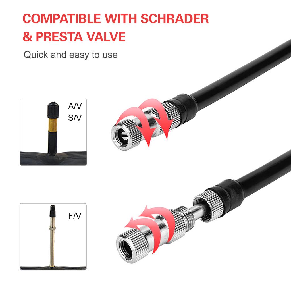 Shock Pump High Pressure 300 PSI Air Pump Presta Schrader Valve Mountain Road Bike Pump with Gauge