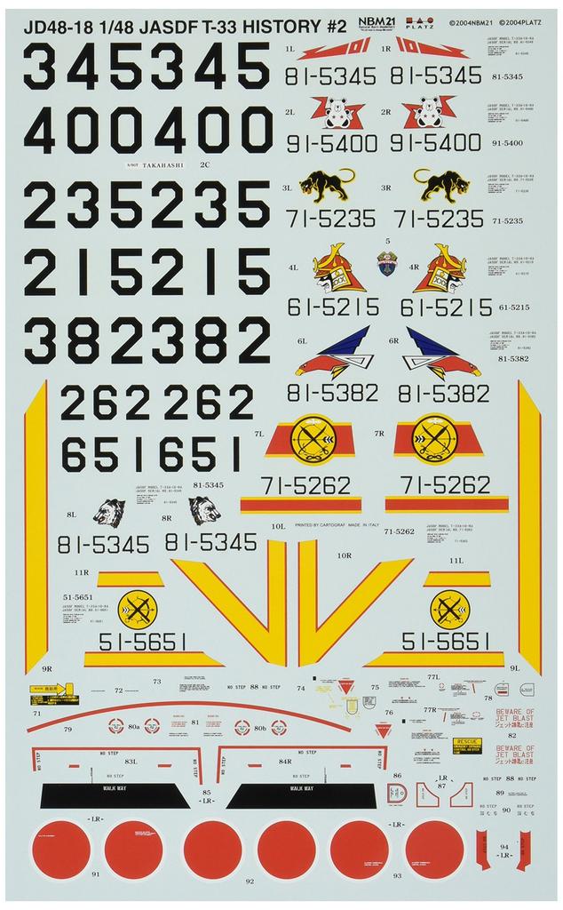 Platz Japan Air Force History Decal Kit for Plastic Models 1/48 Self-Defense T-33 #2 JD48-18