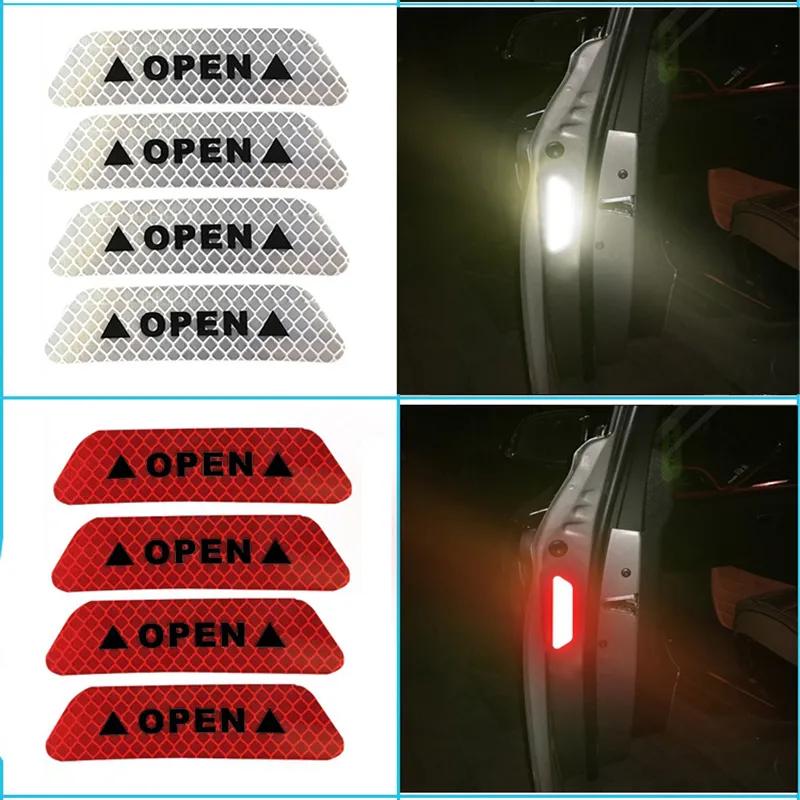 12 шт. Светоотражающая наклейка на дверь автомобиля Предупреждающий светоотражатель Безопасное открытие Маркировочная лента Наклейка Декор для стайлинга автомобиля Аксессуары для экстерьера автомобиля