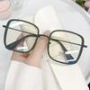 Large Square Frame Woman Glasses Girl Fashion Transparent Reading Glass High-Definition Anti-Blue Light Computer Eyeglass