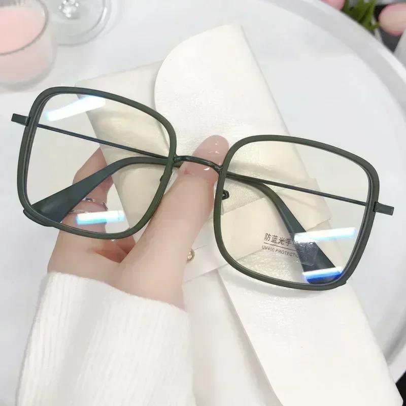 Large Square Frame Woman Glasses Girl Fashion Transparent Reading Glass High-Definition Anti-Blue Light Computer Eyeglass