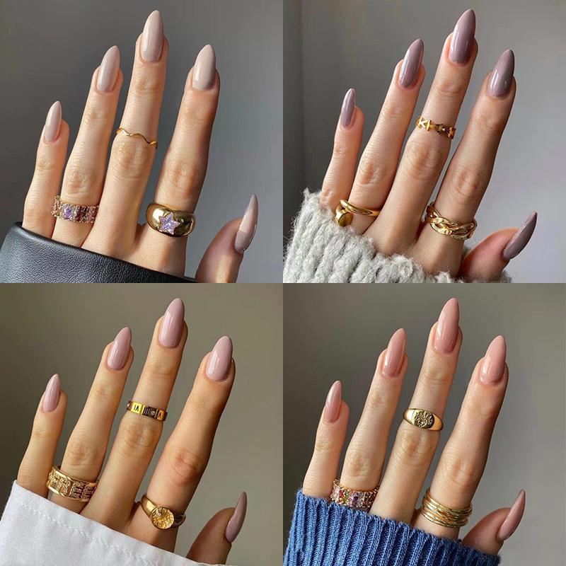 24 шт. накладных ногтей Press On Nails, средняя и длинная коллекция, однотонные ногти, оптовая продажа готовых изделий для маникюра, усовершенствованные накладные ногти