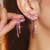 Серьги-кисточки с бантиками, блестящие маленькие серьги с кристаллами, элегантные трендовые серьги, женские серьги, 1 пара