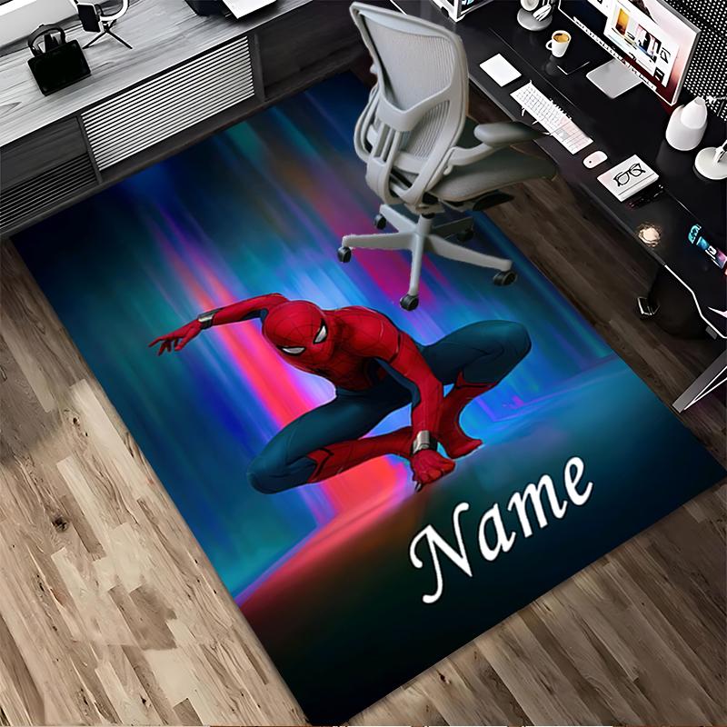Personalized Name S-Spide M-Man Pose Living Room Non-Slip Area Rug Soft Carpet for Bedroom Playroom Sofa Office Home Decor Doormat