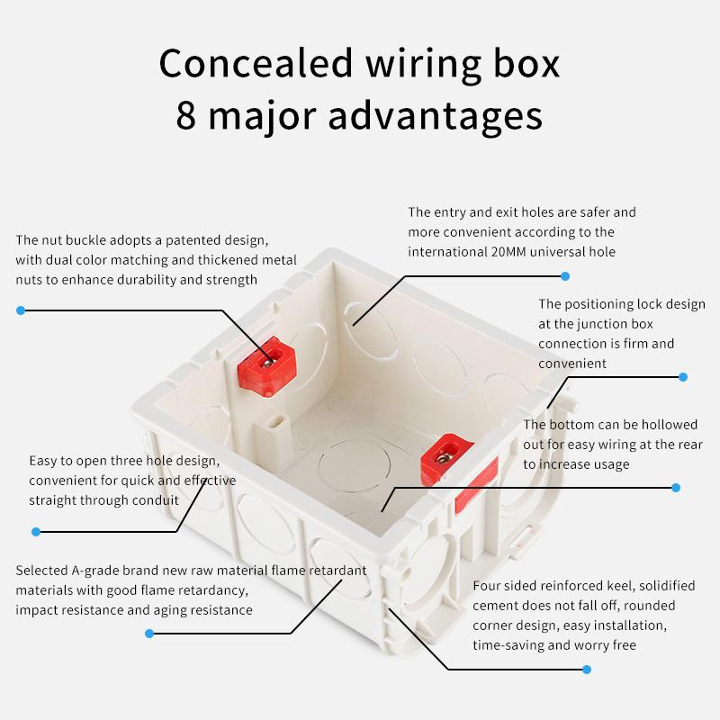 Type 86 General electric wall switch socket mounting box, switch socket junction box hidden in the mounting box white red blue