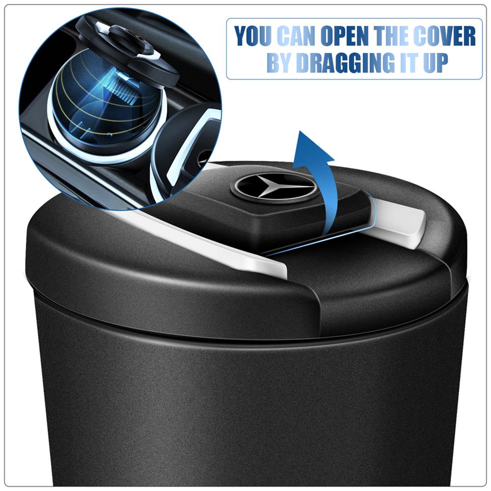 CRK1 Car LED Ashtray Garbage Coin Storage Cup Container Cigar Ash Tray For Mercedes Benz GLA CLA GLK GLE CLS ML GL A B C E Class W211