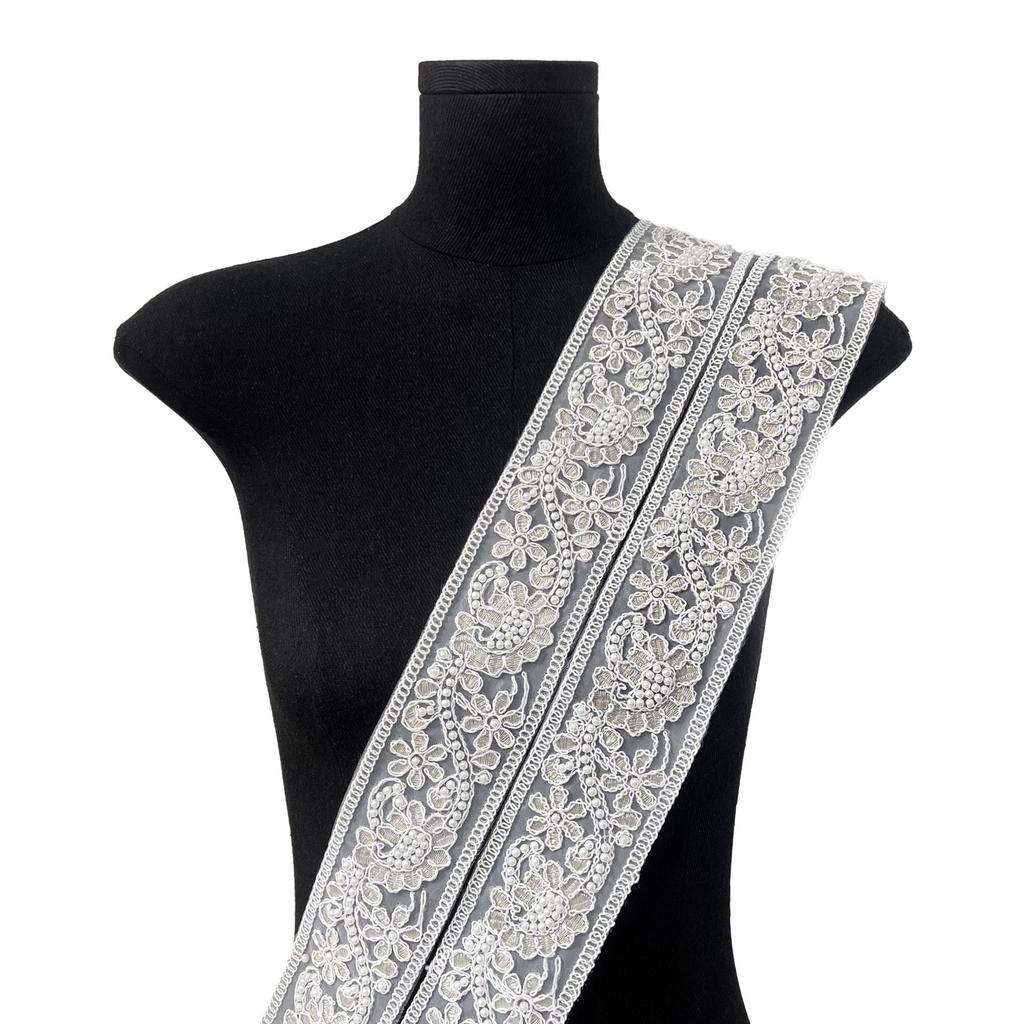 6Cm Exquisite White Bead Strand Embroidery Barcode Clothing Window Decoration Home Cuffs Neckline Accessories Lace Accessories