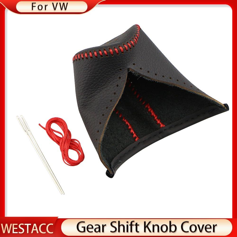 Кожаные автомобильные воротники переключения передач, чехол для ручки переключения передач для VW Jetta MK6 MK5 Golf 7 MK7 Bora Tiguan Polo 2014-2017
